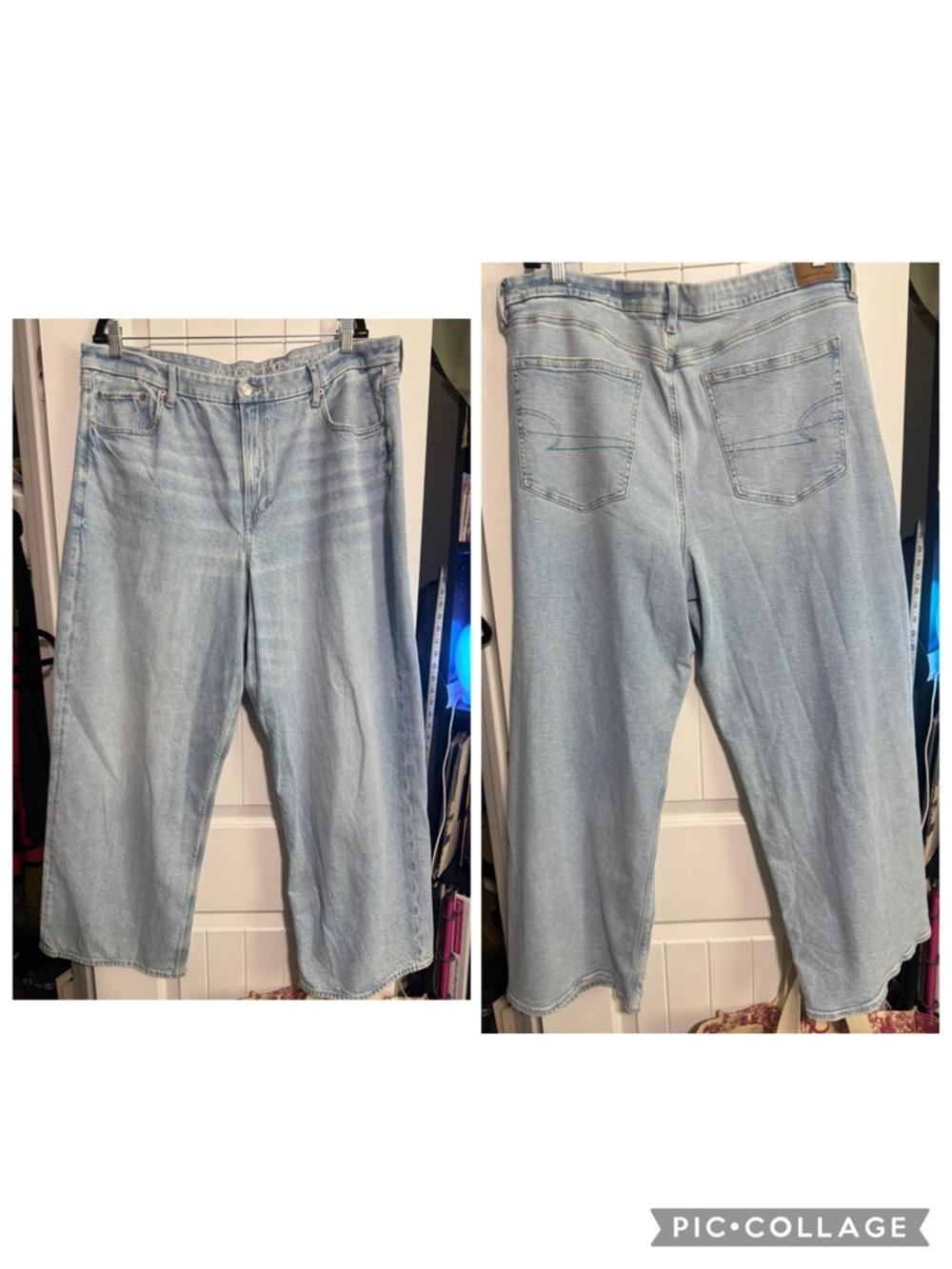 American Eagle super high-rise BAGGY straight Jeans Sz 20 regular